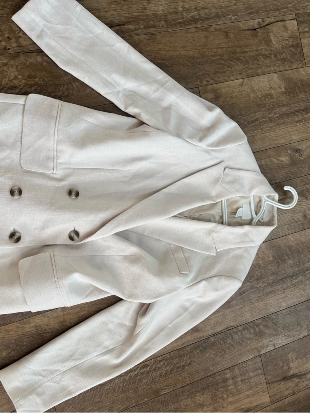 H&M Double-Breasted Cream Blazer Jacket